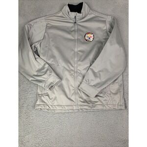 Pittsburgh Steelers Jacket Mens‎ XL Gray Heather Golf Full Zip Mock Neck Antigua